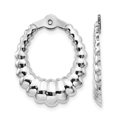 14K White Gold Scalloped Hoop Earring Jackets