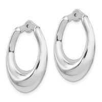 14K White Gold Polished Hoop Earring Jackets view 2