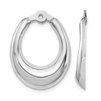 14K White Gold Polished Hoop Earring Jackets view 1