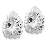 14K White Gold Floral Earring Jackets view 2