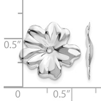 14K White Gold Polished Floral Earring Jackets view 4