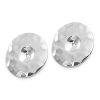 14K White Gold Polished Hammered Disc Earring Jackets view 2