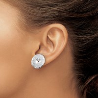 14K White Gold Polished Hammered Disc Earring Jackets view 3