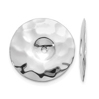 14K White Gold Polished Hammered Disc Earring Jackets view 1