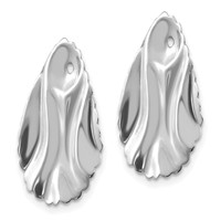 14K White Gold Polished Hammered Oval Earring Jackets view 2