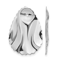14K White Gold Polished Hammered Oval Earring Jackets view 1