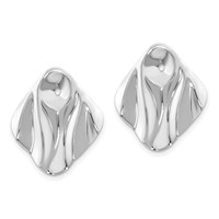14K White Gold Polished Hammered Square Earring Jackets view 2