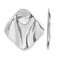 14K White Gold Polished Hammered Square Earring Jackets view 1