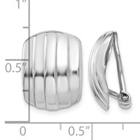 14K White Gold 12x 17mm Polished Ribbed Omega Back Non-pierced Earrings view 4