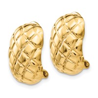 14K Yellow Gold 12x 17mm Polished Crisscross Omega Back Non-pierced Earrings view 2