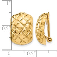 14K Yellow Gold 12x 17mm Polished Crisscross Omega Back Non-pierced Earrings view 4