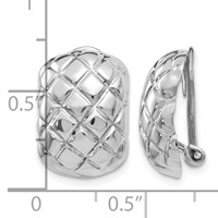 14K White Gold 12x 17mm Polished Crisscross Omega Back Non-pierced Earrings view 4