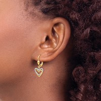 14K Two-tone Open Heart Dangle Leverback Earrings view 3