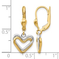 14K Two-tone Open Heart Dangle Leverback Earrings view 4