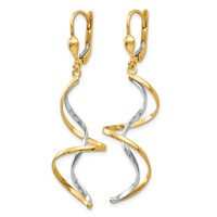 14K Two-tone Spiral Dangle Leverback Earrings view 2