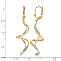 14K Two-tone Spiral Dangle Leverback Earrings view 4