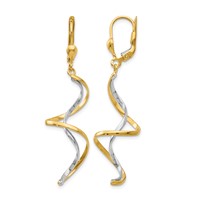 14K Two-tone Spiral Dangle Leverback Earrings view 1
