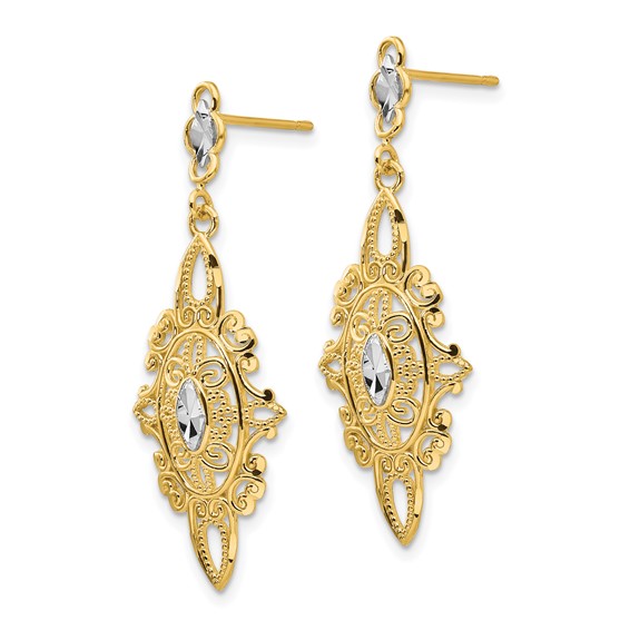 Gold Filigree Dangle Post Earrings