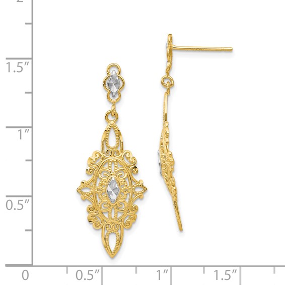 Gold Filigree Dangle Post Earrings