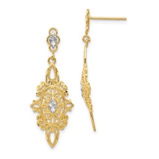 Gold Filigree Dangle Post Earrings