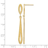14K Yellow Gold Diamond-cut Open Teardrop Dangle Post Earrings view 4