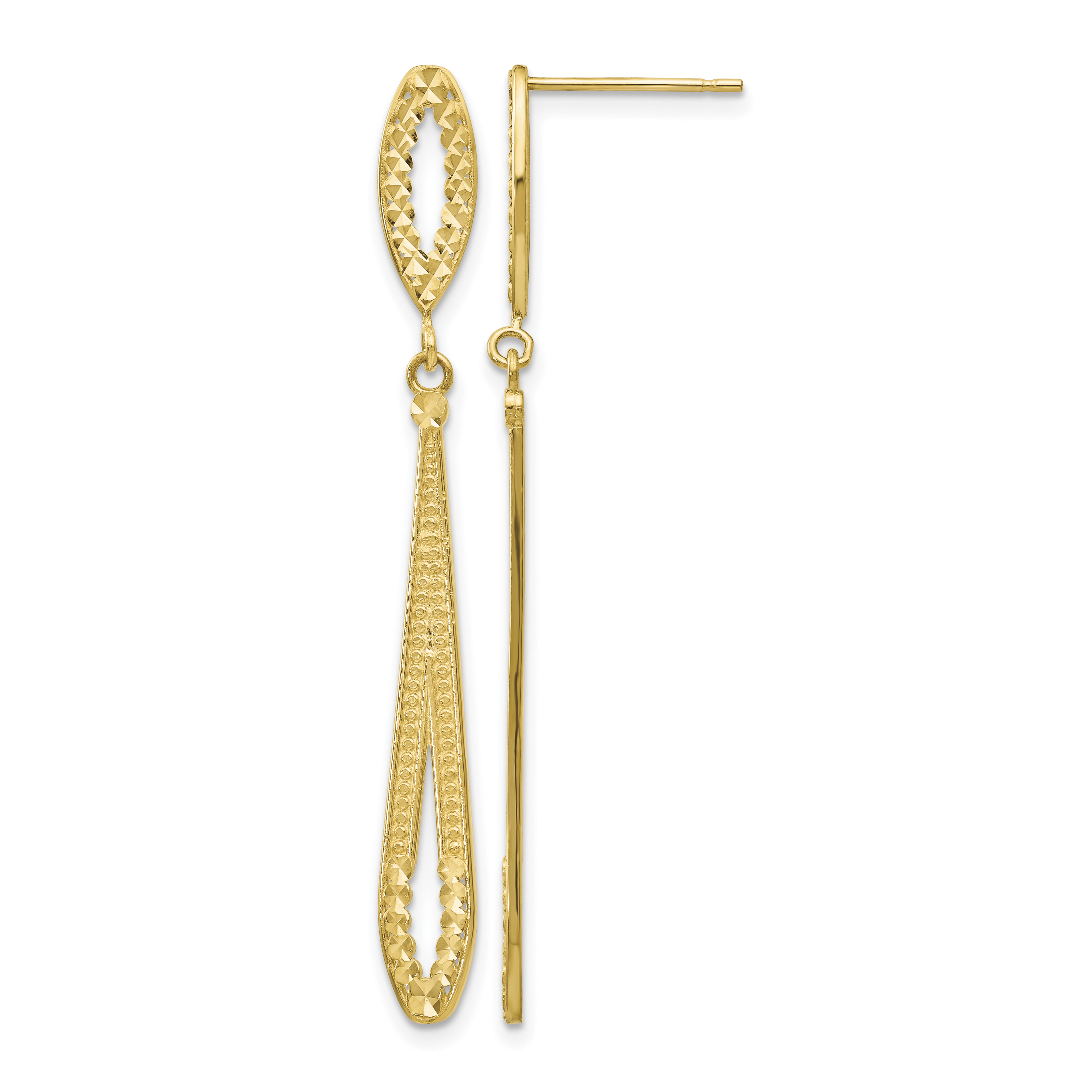 14k Diamond-cut Dangle Post Earrings (H839)