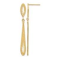 14K Yellow Gold Diamond-cut Open Teardrop Dangle Post Earrings view 1