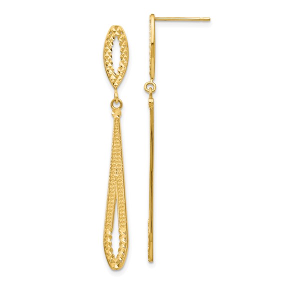 Gold Diamond-cut Teardrop Post Earrings