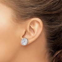 14K White Gold Polished Sunburst Earring Jackets view 3