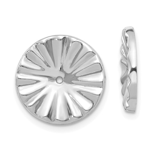 14k White Gold Polished Sunburst Earring Jackets
