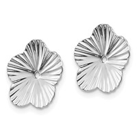 14K White Gold Polished Fancy Floral Earring Jackets view 2