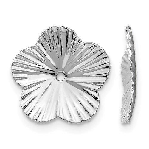 14K White Gold Polished Fancy Floral Earring Jackets