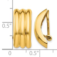 14K Yellow Gold 8.5x 19mm Polished Ribbed Omega Back Non-pierced Earrings view 4