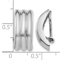 14K White Gold 8.5x 19mm Polished Ribbed Omega Back Non-pierced Earrings view 4