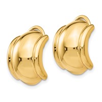 14K Yellow Gold 12x 16mm Polished Half Hoop Omega Back Non-pierced Earrings view 2