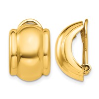 14K Yellow Gold 12x 16mm Polished Half Hoop Omega Back Non-pierced Earrings view 1