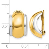 14K and White Rhodium 12x 16mm Polished Half Hoop Omega Back Non-pierced Earrings view 4