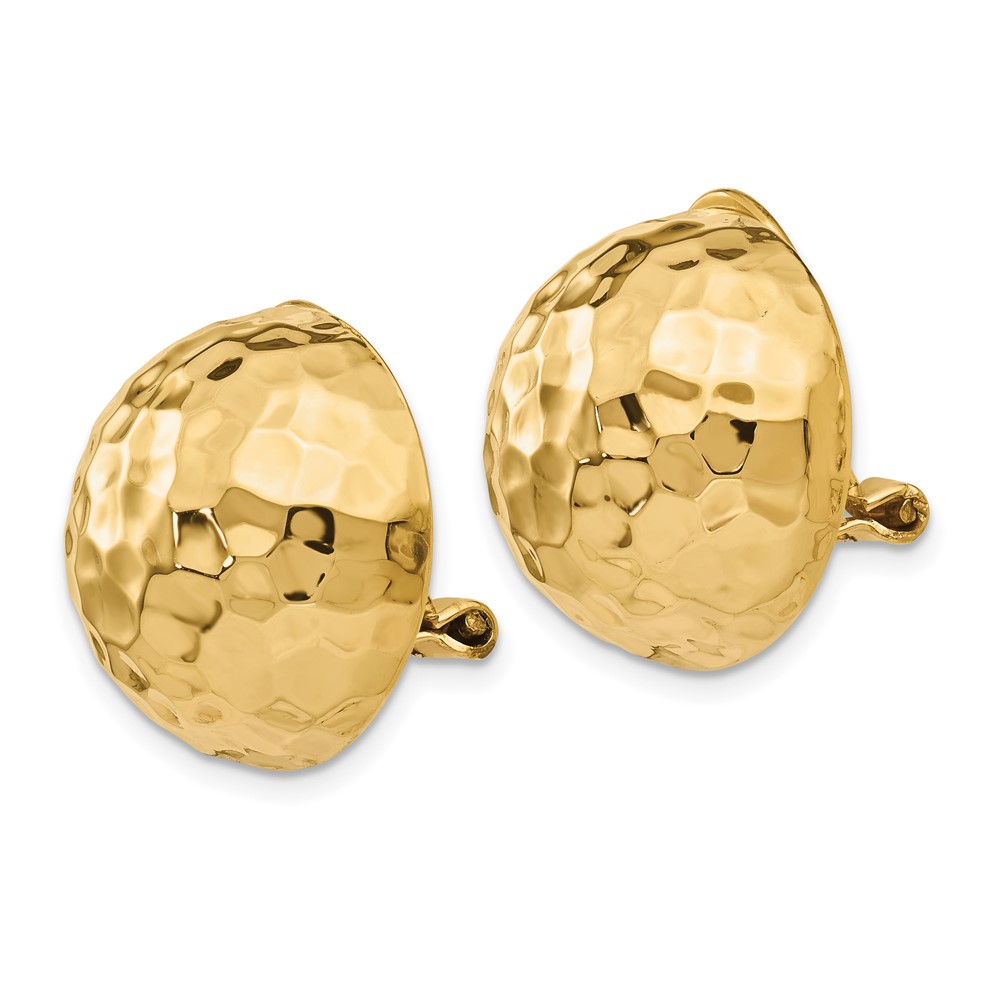 14k Omega Clip 18mm Hammered Non-pierced Earrings (H889)