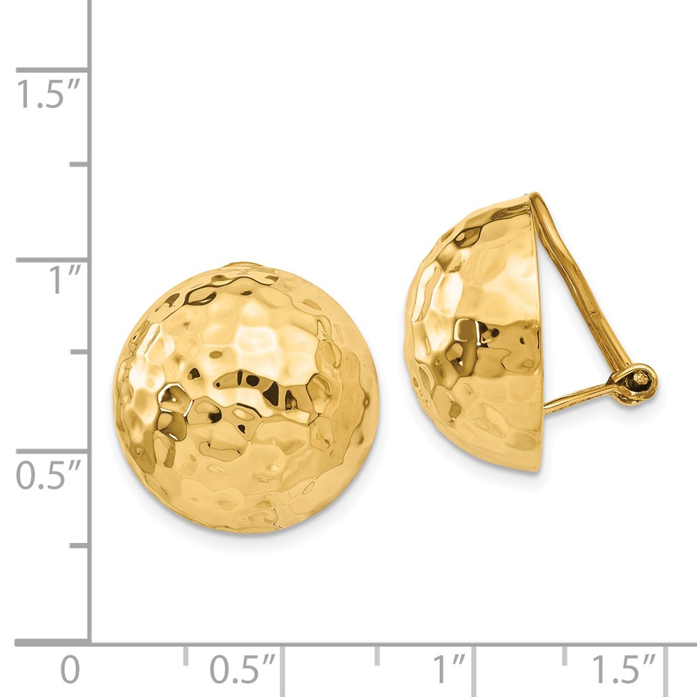 14k Omega Clip 18mm Hammered Non-pierced Earrings (H889)