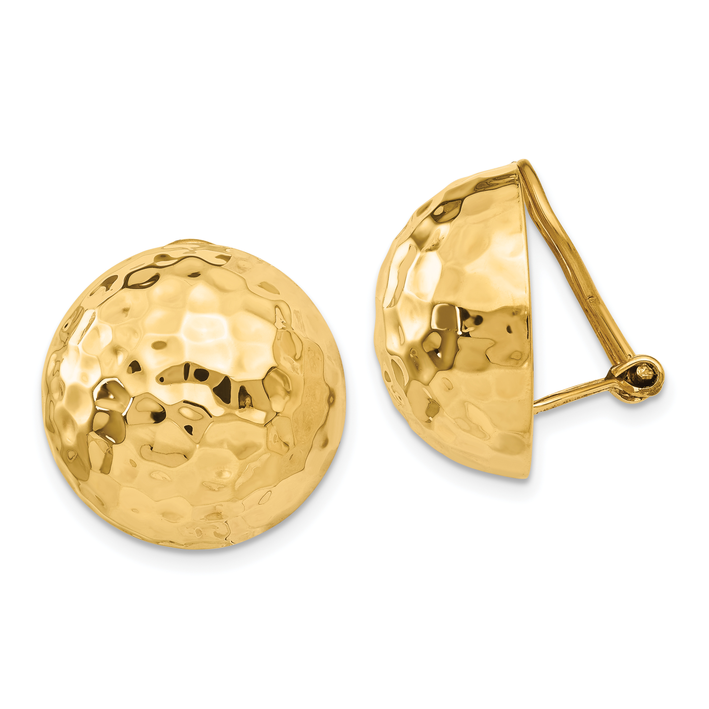 14k Omega Clip 18mm Hammered Non-pierced Earrings (H889)