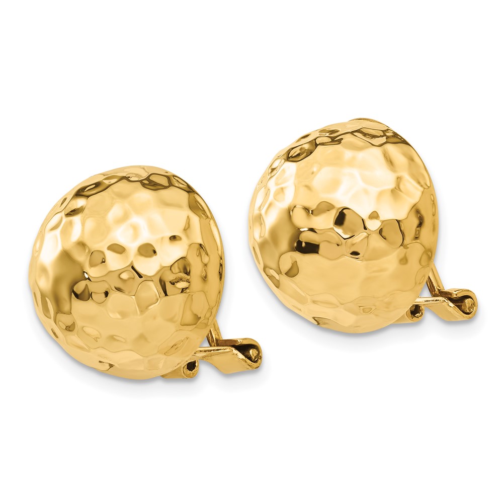 14k Omega Clip 14mm Hammered Non-pierced Earrings (H891)