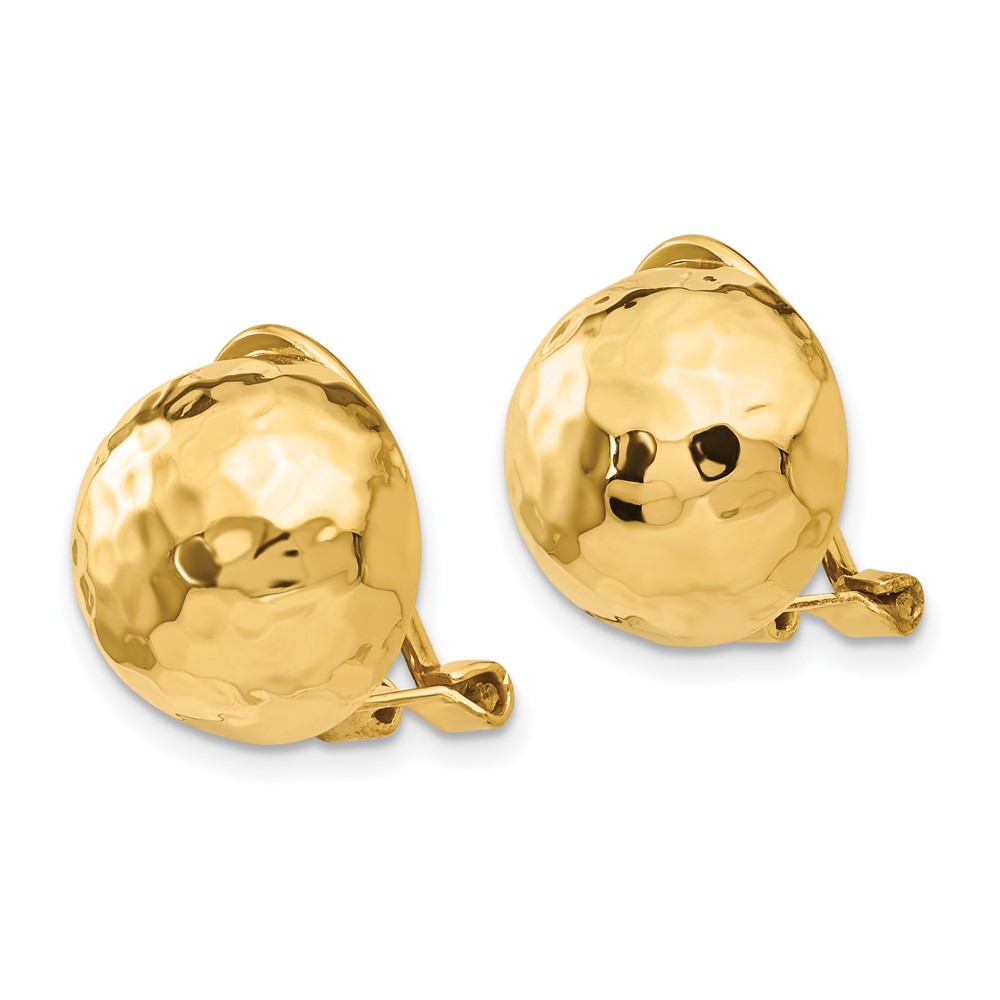 14k Omega Clip 12mm Hammered Non-pierced Earrings (H892)