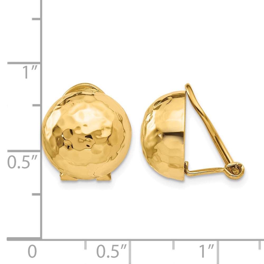 14k Omega Clip 12mm Hammered Non-pierced Earrings (H892)