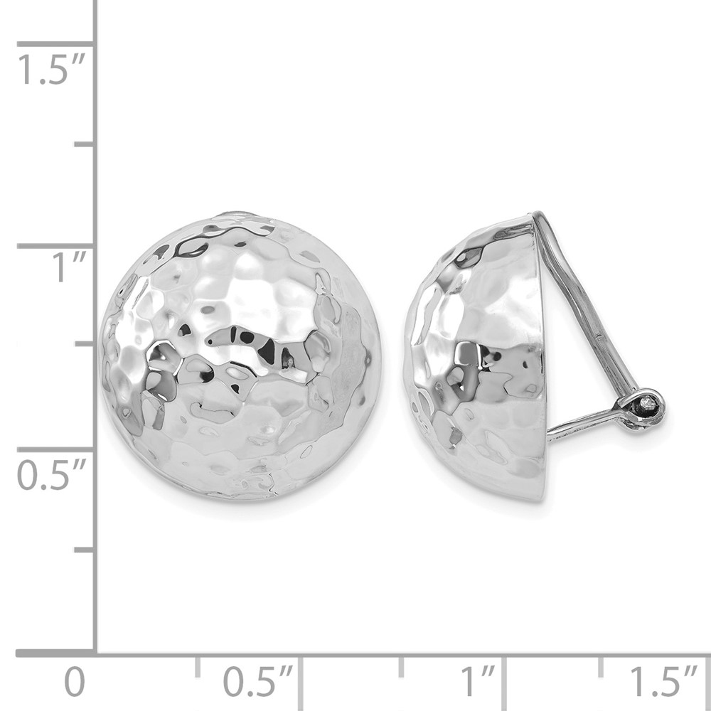 14k White Gold 18mm Hammered Non-pierced Earrings (H893)