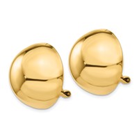 14K 20mm Yellow Gold Polished Half Ball Omega Back Non-pierced Earrings view 2