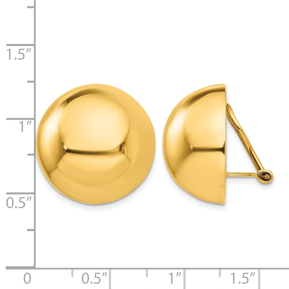 14k Omega Clip 20mm Half Ball Non-pierced Earrings (H896)