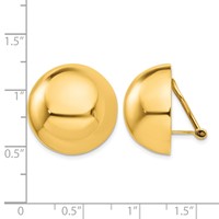 14K 20mm Yellow Gold Polished Half Ball Omega Back Non-pierced Earrings view 4