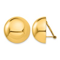 14K 20mm Yellow Gold Polished Half Ball Omega Back Non-pierced Earrings view 1
