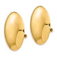 14K 24mm Yellow Gold Polished Circle Omega Back Non-pierced Earrings view 2