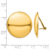 14K 24mm Yellow Gold Polished Circle Omega Back Non-pierced Earrings view 4